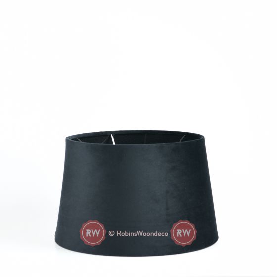 Zwarte Velvet Ovale lampenkappen 30cm taps